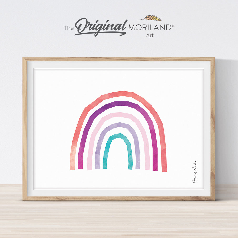 Rainbow Print, Rainbow Wall Art, Printable, Big Girl Bedroom Poster, Baby Girl Wall Art, Girl Nursery Decor, Toddler Room Decor, Nursery Wall Art, Bugs Print, Kids Watercolor Art, Nursery Printable, MORILAND Art