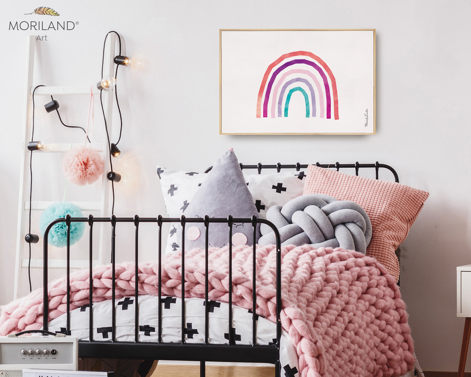 Rainbow in Pink Purple & Teal Print - Printable Art