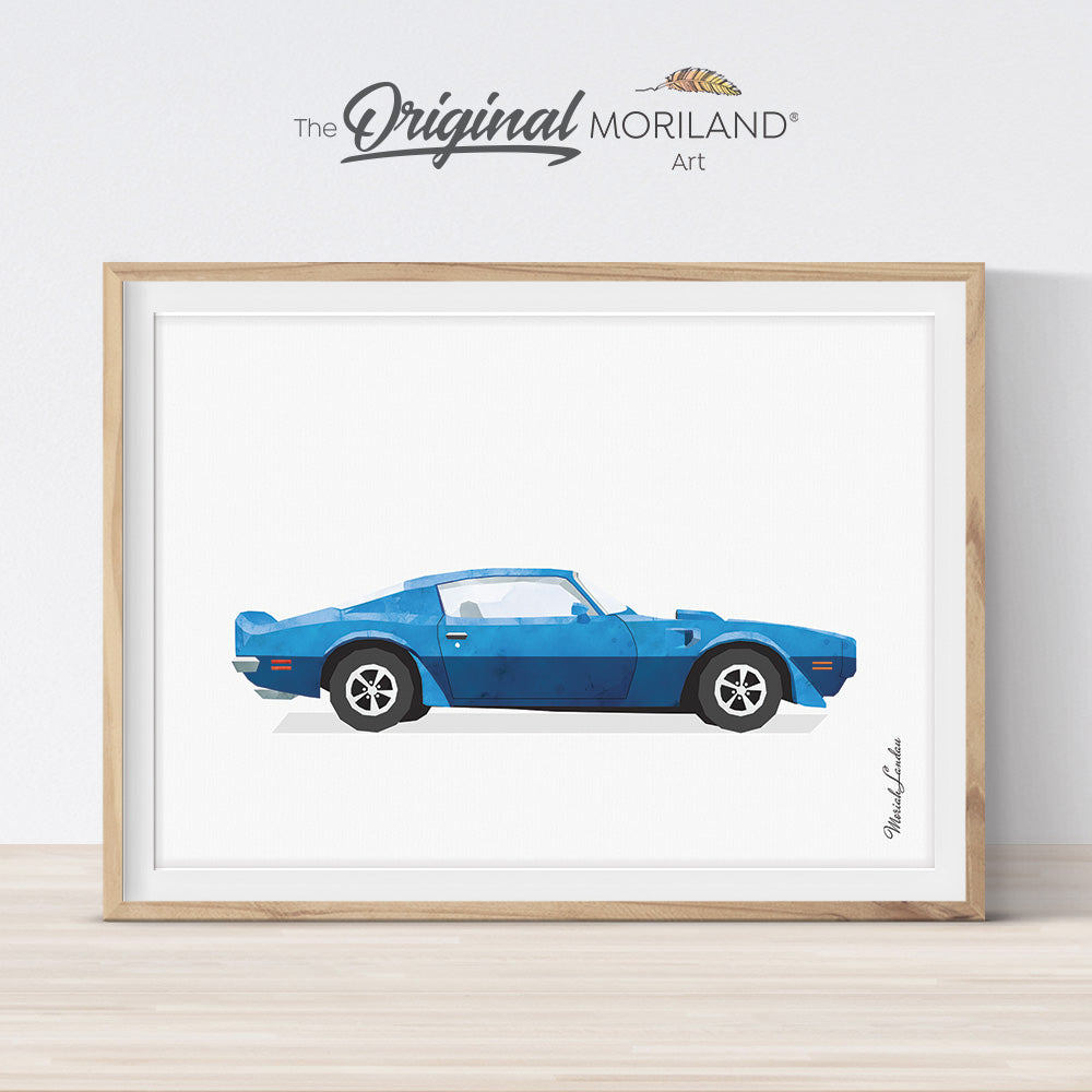 Blue Classic Sports Car Print - Printable