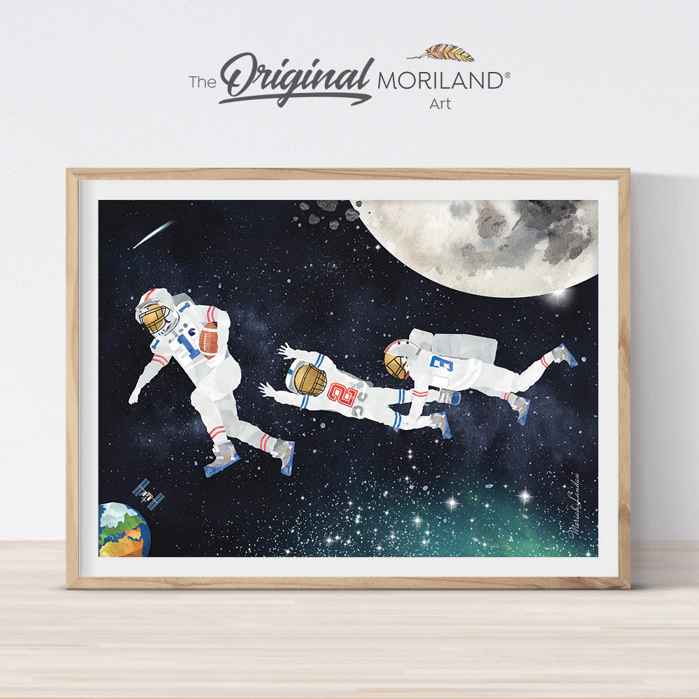 American Football in Space Print, Space Art, Astronaut Wall Art, Space Bedroom, Space Nursery, Printable Space Poster, Football Party, Outer Space Nursery Art, Digital Download, MORILAND Art