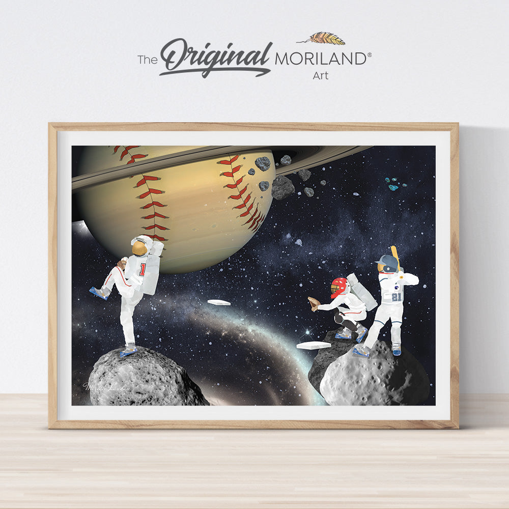 Baseball in Space Print, Space Art, Astronaut Wall Art, Space Bedroom, Space Nursery, Printable Space Poster, Baseball Birthday Party, Outer Space Nursery Art, Digital Download, MORILAND Art