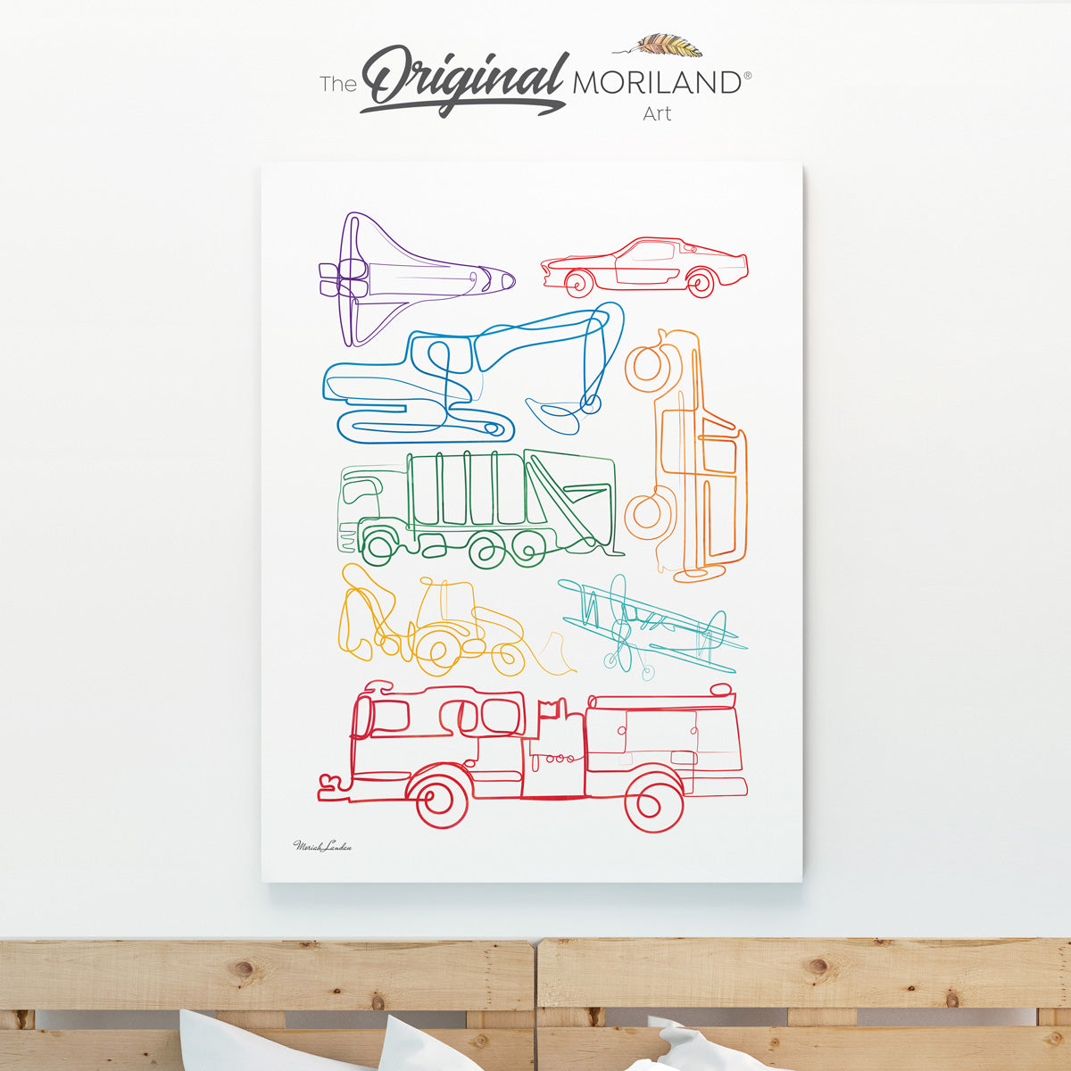 minimalist one line drawing art for boy toddler bedroom and playroom decor canvas print