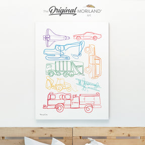 minimalist one line drawing art for boy toddler bedroom and playroom decor canvas print