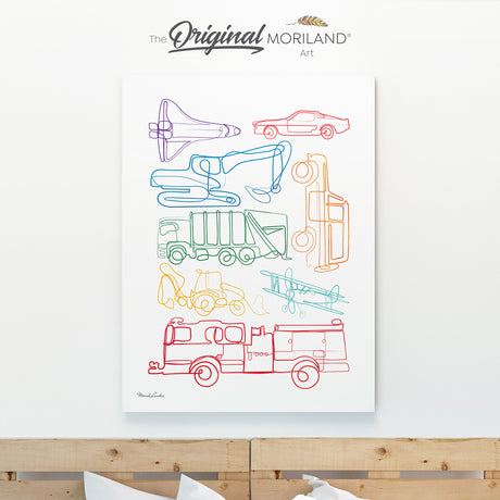 minimalist one line drawing art for boy toddler bedroom and playroom decor canvas print