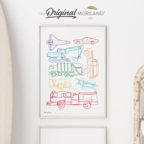 minimalist one line drawing art for boy toddler bedroom and playroom decor print