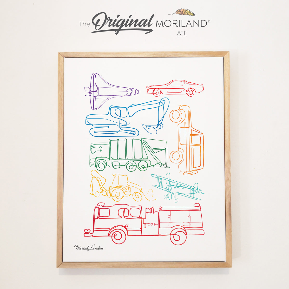 minimalist one line drawing art for boy toddler bedroom and playroom decor framed