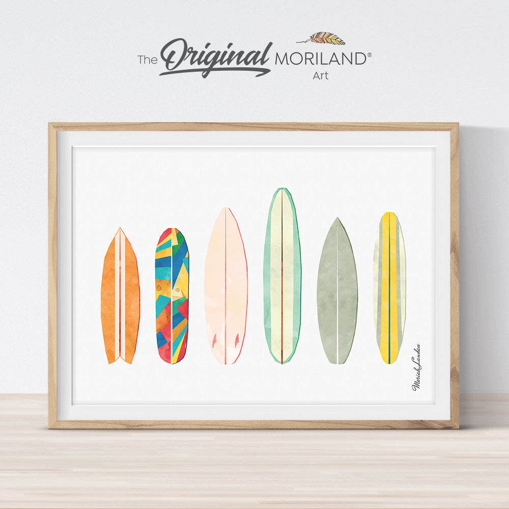 Multicolor Surfboards Print - Printable Art, Surfboards Art Print, Printable Surfboards Wall Art, Nautical Art, Surf Art, Watercolor Surfboard, Coastal Bedroom Poster, Coastal Poster, Kids Poster, Watercolor Art by MORILAND