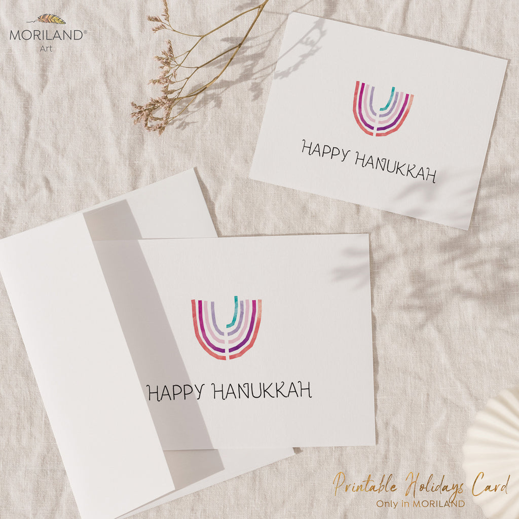 Printable Happy Hanukkah Card with Menorah Artwork
