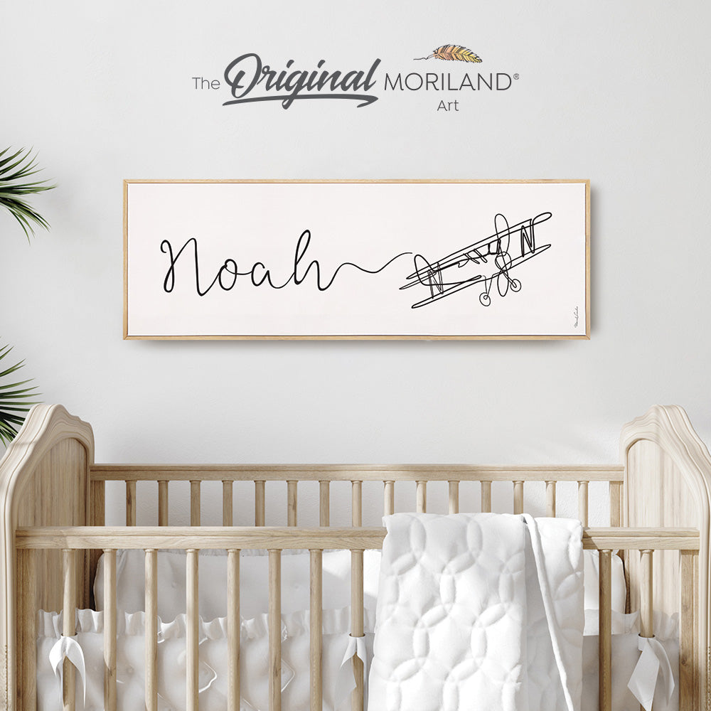Custom Name One Line Drawing with Airplane - Printable Art