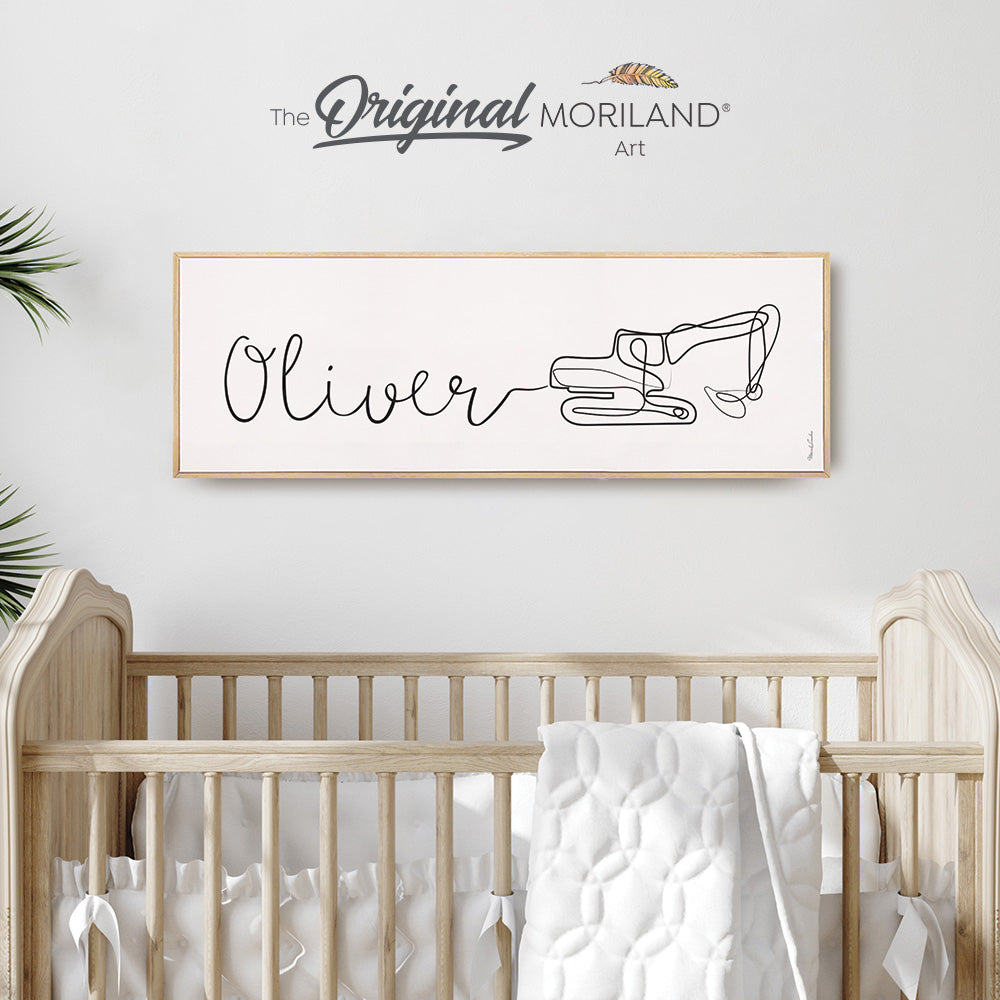 Custom Name One Line Drawing with Digger - Printable Art