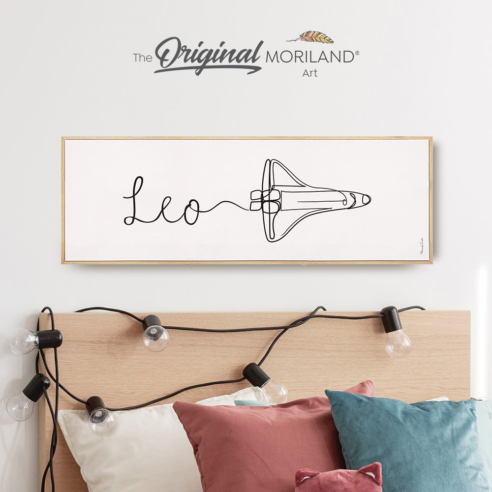 Custom Name One Line Drawing with Space Shuttle - Printable Art