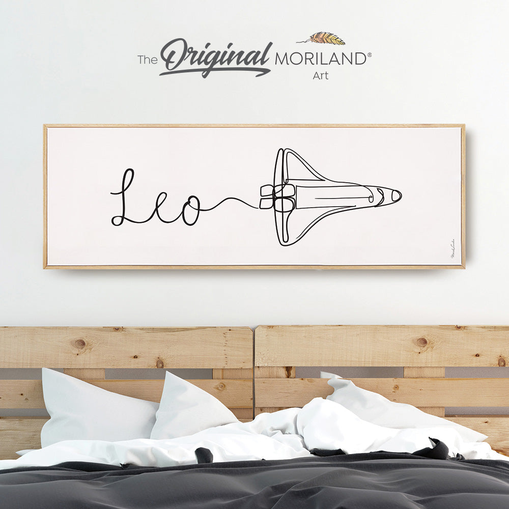 Custom Name One Line Drawing - Printable Custom Name with Space Shuttle, Personalized Gifts, Above Bed-Wall Decor, Over the Bed Sign
