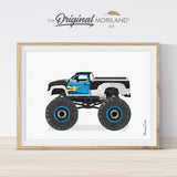 watercolor monster truck print wall art for big boy room