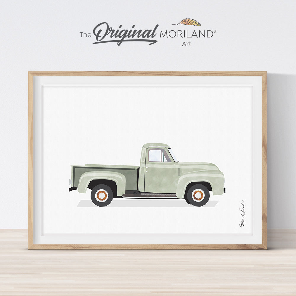 Sage Green Old Truck Print - Printable Art