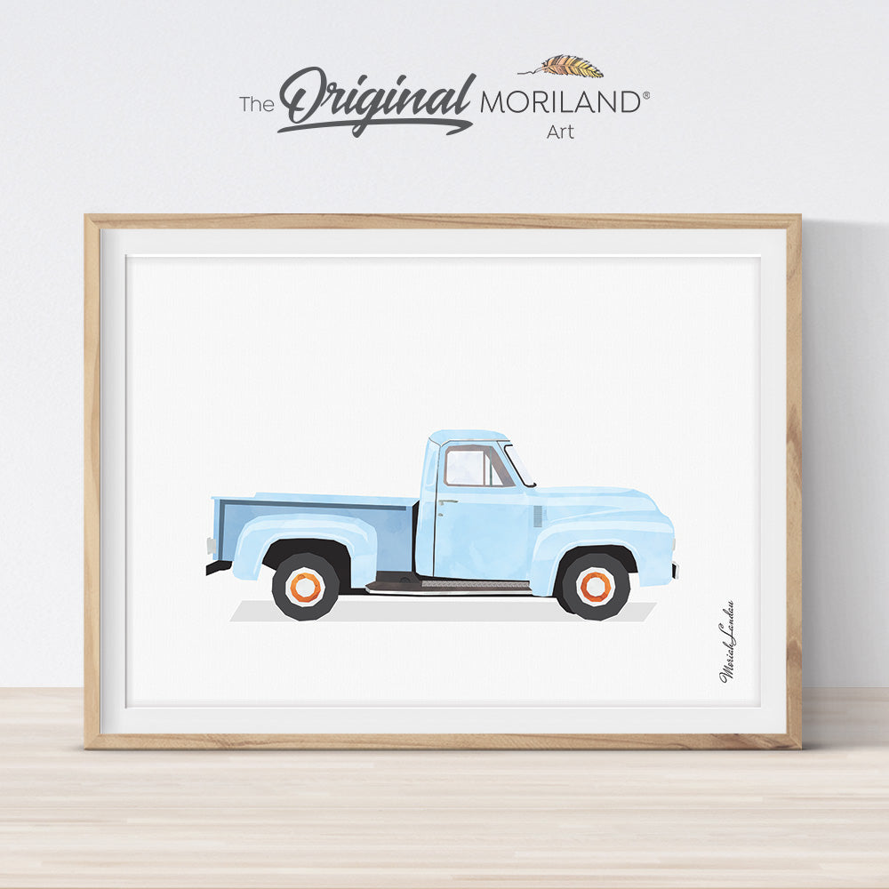 Baby Blue Old Truck Print, Pickup Truck Wall Art, Car Print, Truck Nursery Prints, Car Printable Poster, Toddler, Nursery Decor, MORILAND