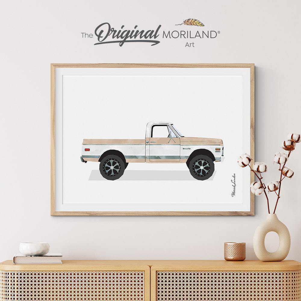 Beige Pickup Truck Print, Gender Neutral Nursery, Truck Wall Art, Classic Car Print, Farmhouse Printable, Kid Poster, Transportation Decor, Girl Nursery, Transportation Decor, Kids Poster by MORILAND