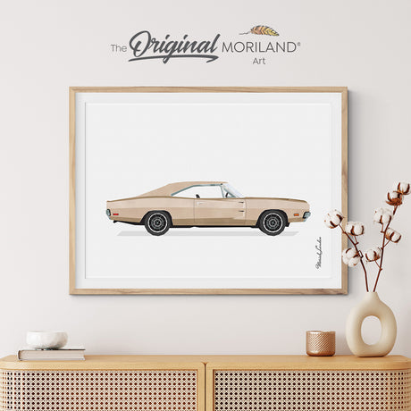 Beige Classic Car Print, Car Print, Transportation Wall Art, Car Printable, Muscle Car, Boy Bedroom Decor, Boy Nursery Wall Decor, Vehicle Art, Vintage Car Print, Car Printable Poster, Transportation Decor, Kids Poster | By MORILAND