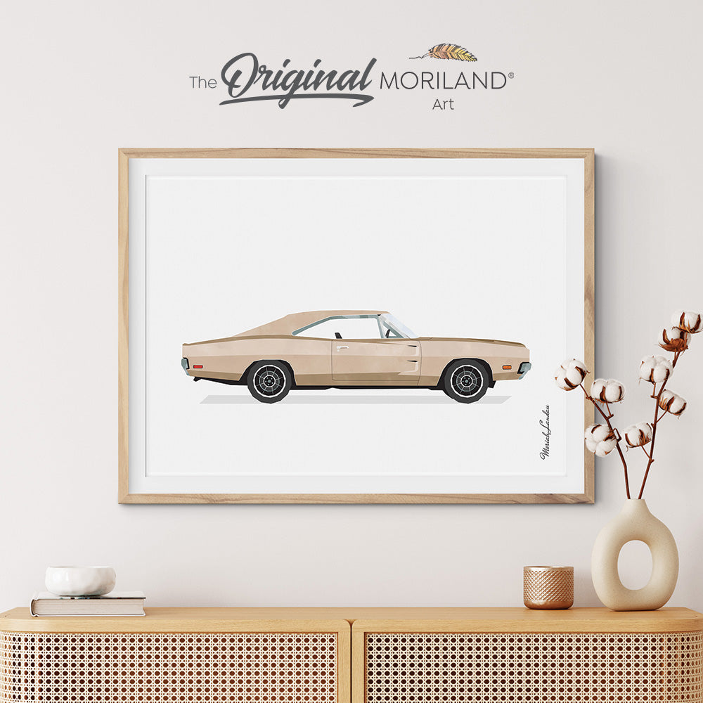 Beige Classic Cars Art Prints - Printable Set of 6 - LAND137