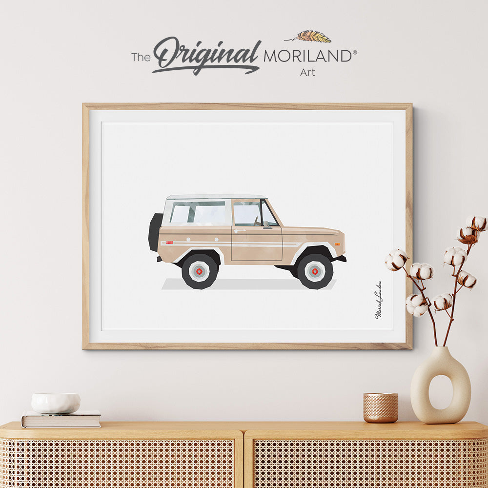 Beige SUV Print, SUV Wall Art, Gender Neutral Nursery, Transportation Decor, Girl Boy Room Art, Watercolor, Vintage Car, Toddlers Room Decor, Printable, Classic Car, MORILAND