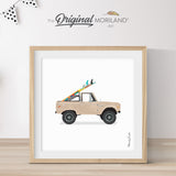 Beige Open Truck with Surfboard Print - Printable Art