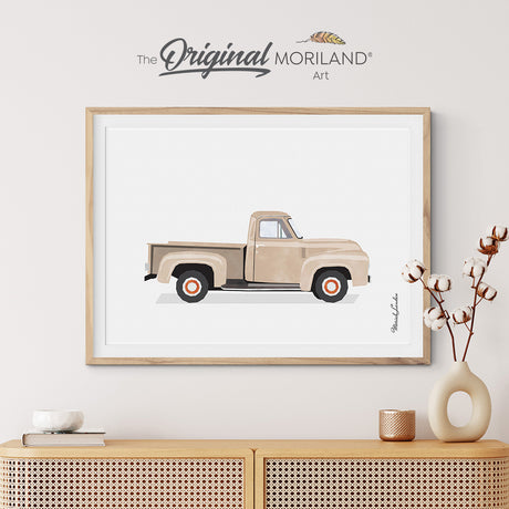 Old Truck Print, Gender Neutral Nursery, Pickup Truck Wall Art, Classic Car Print, Truck Art, Boy Nursery Decor, Car Printable Poster, Girl Nursery Wall Decor, Transportation Art, Kids Poster by MORILAND