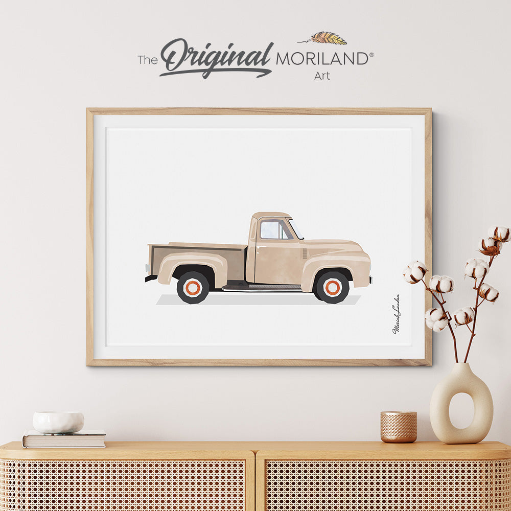 Beige Classic Cars Art Prints - Printable Set of 6 - LAND137