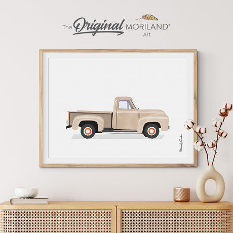 Beige Classic Cars Art Prints - Printable Set of 6 - LAND137