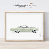 1967 ford fairlane sage green classic car print wall art for boy room