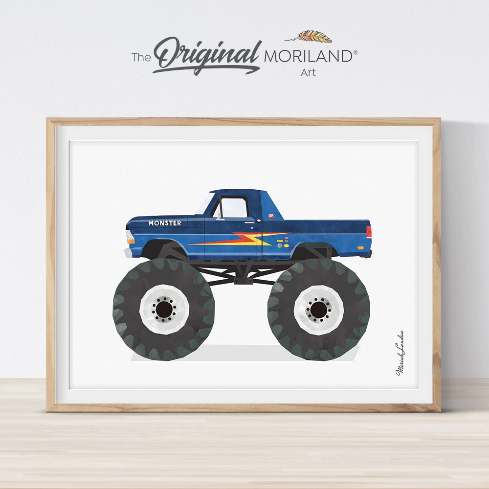 Monster Truck Print, Big Pickup Monster Truck Art, Printable Transportation Art, Boys Nursery Decor, Monster Truck Birthday, Foot, Printable, Kids Poster by MORILAND