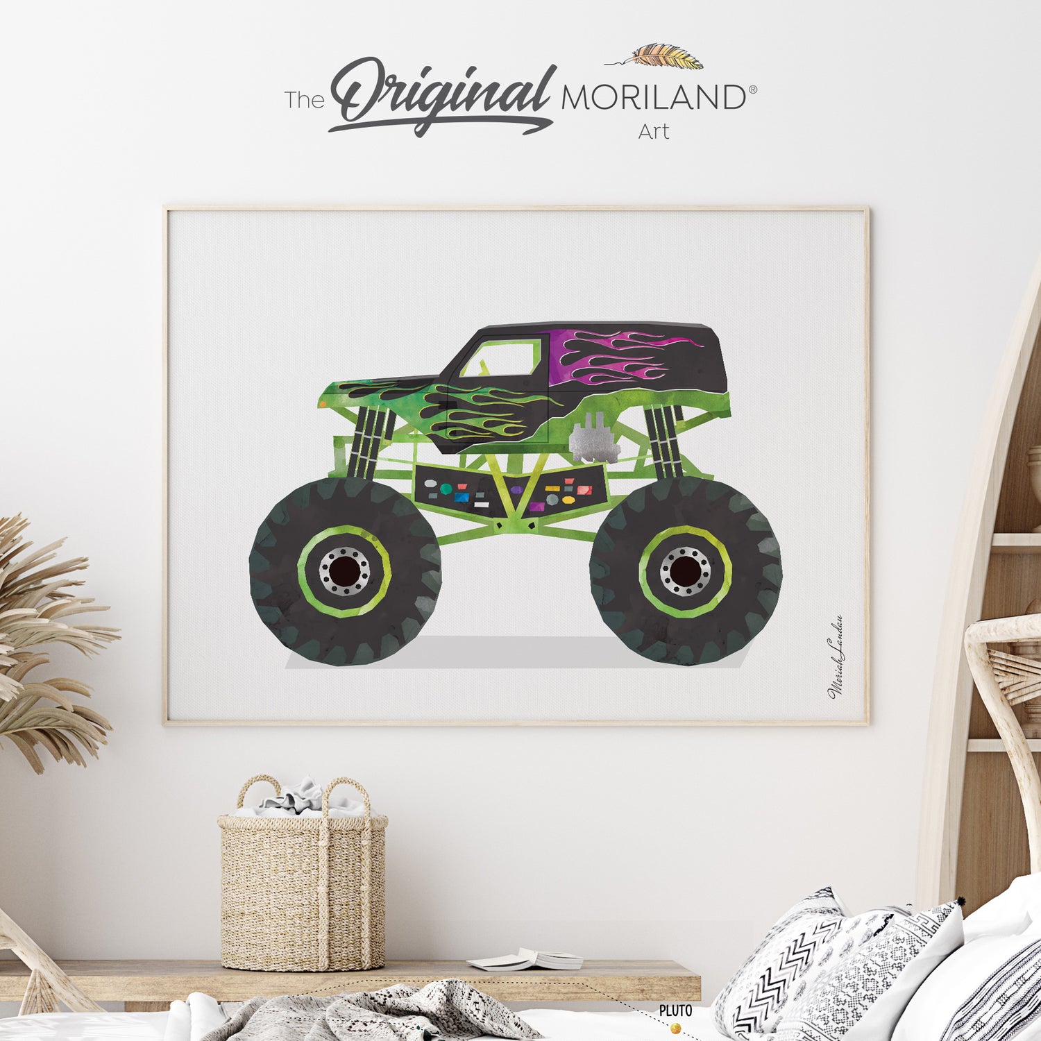 Monster Jam - Grave Digger, Racing Monster Truck Fine Art Paper Print, Monster Truck Art, Car Print, Monster Truck Decor, Transportation Decor, Vehicle Print, Vehicle Art, Monster Truck Boy Bedroom Ideas, Automobile Art, Kid Room Decor, Classroom Wall Art, Kids Poster by MORILAND