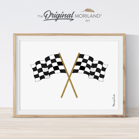 Racing Flag Printable, Start Flags, Race Flags, Checkered Flag Wall Art, Finish Flags, Boy Bedroom Art, Racecar Wall Decor, MORILAND®