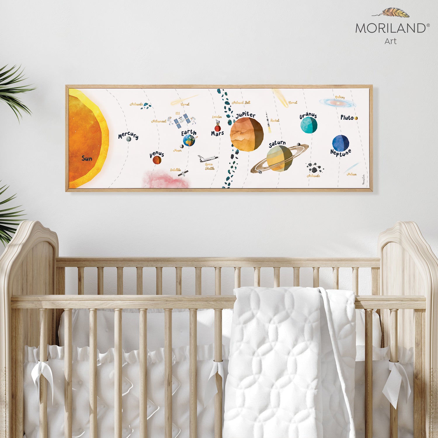 Framed Canvas Print - Solar System Canvas Print, Educational Space Art, Classroom Space Print, Kids Bedroom Art, Outer Space, Space Nursery, Space Art for Girls, MORILAND