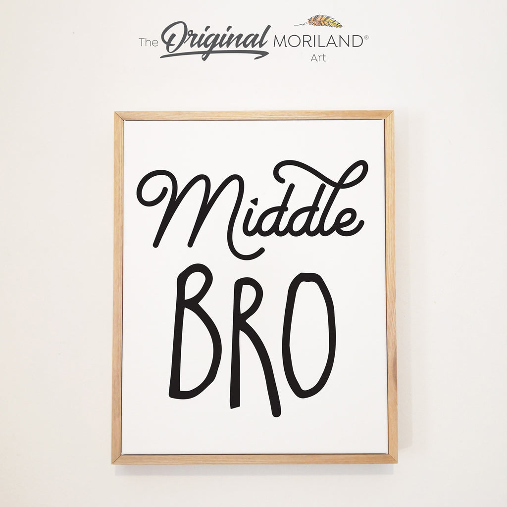 Middle Brother - Framed Canvas Print | Middle Brother Print, Lil Brother Wall Decor, Little Brother Sign, Big Bro, Brother Announcement Print, Little Brother Wall Art, Nursery, Kids Poster by MORILAND
