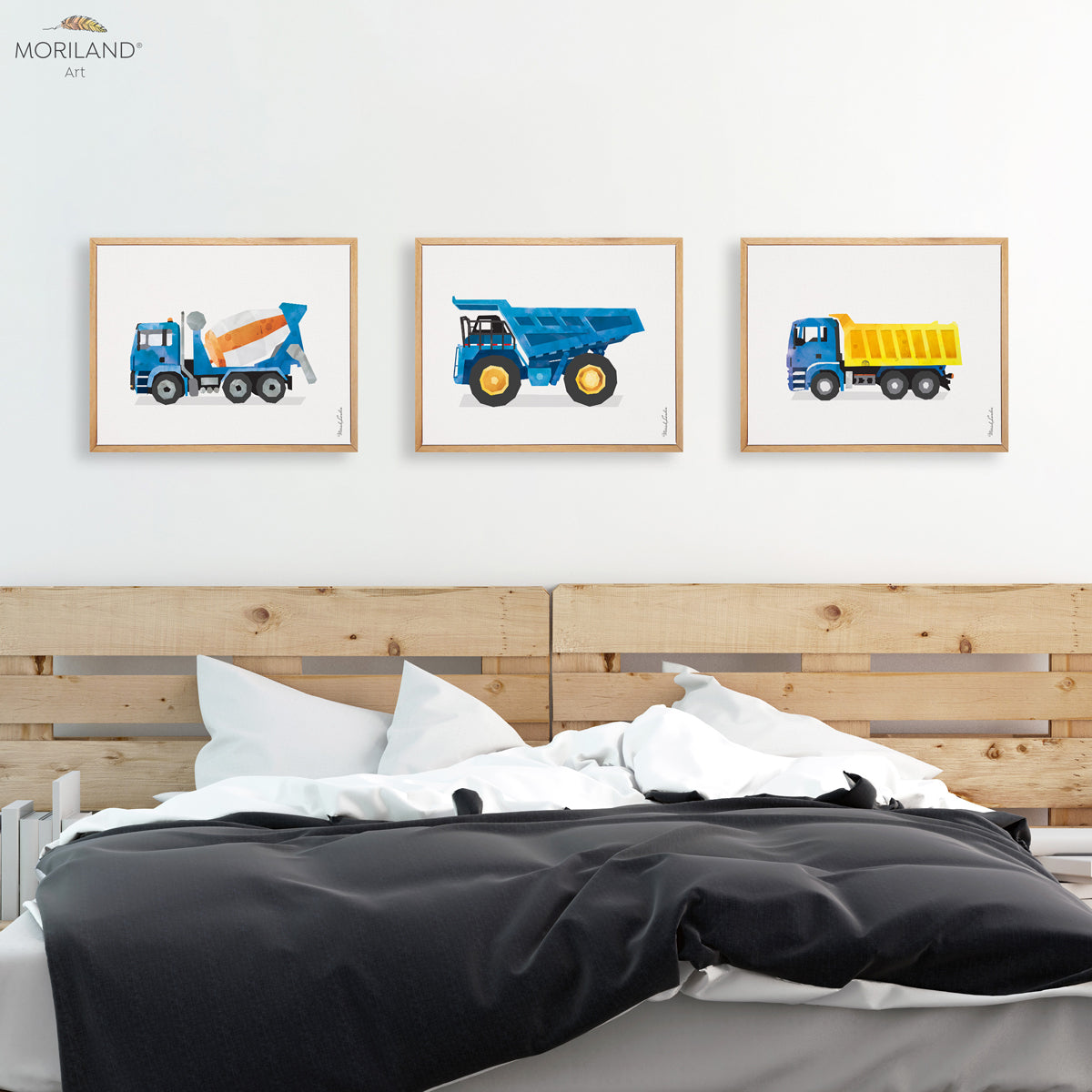 Construction Vehicles - Framed Canvas Prints - Set of 3 - LAND61