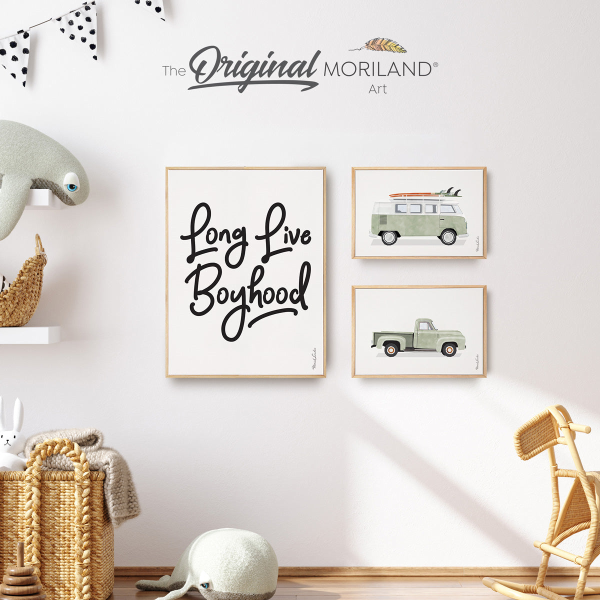 Long Live Boyhood & Classic Cars Prints - Framed Canvas Prints - Set of 3 - LAND134