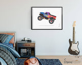 Monster Truck Decor, Monster Truck Print, Kids Transportation Prints, Big Boy Room Decor, Truck Prints, Monster Truck Birthday, Printable