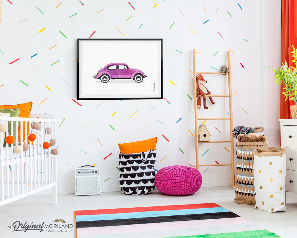 Classic Beetle Car Art for girls and boys room decor 