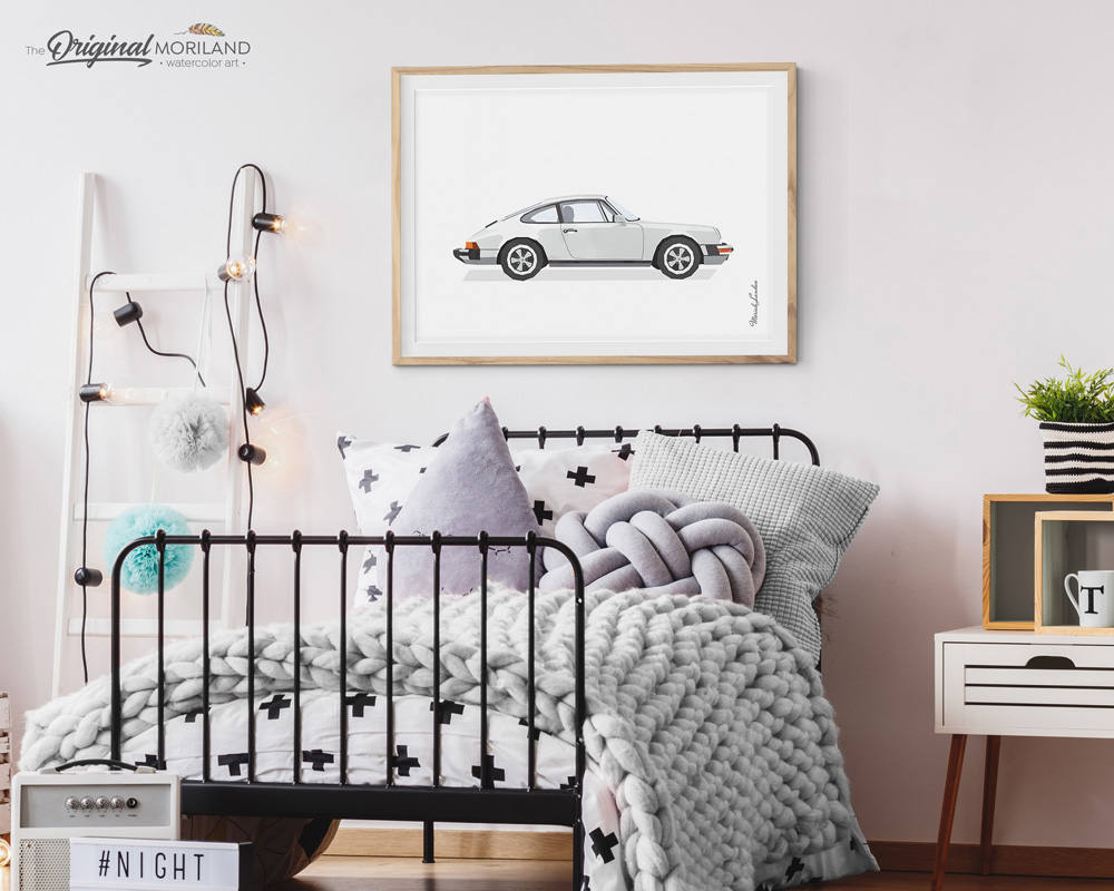 Porsche 911 Art Print, Classic Porsche Decor, Vehicle Print, Car Printable Art, Transportation Decor, Boy Girl Room Decor, Man Office Decor