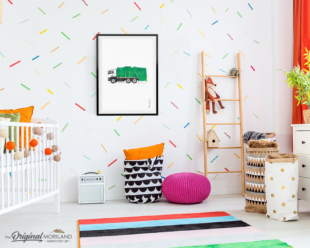 Garbage Truck Print, Garbage Wall Art, Transportation Wall Decor, Toddler Truck Print, Big Boy Room Decor, Garbage Truck Party, Printable