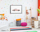 Porsche 911 Print, Porsche Art, Vehicle Print, Car Printable Art, Porsche Decor, Girl Nursery Wall Decor, Girls Bedroom Wall Art