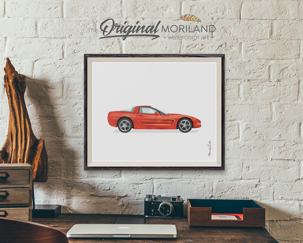 Corvette Wall Art Print gift for boy room decor 
