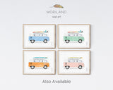 Baby Blue Van with Surfboard Print | Vertical - Printable Art