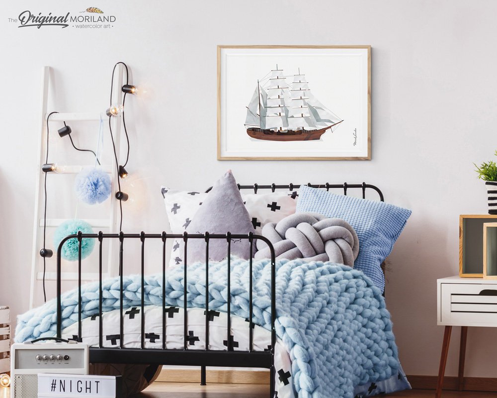 Sailing Ship Wall Art print for bedroom decor