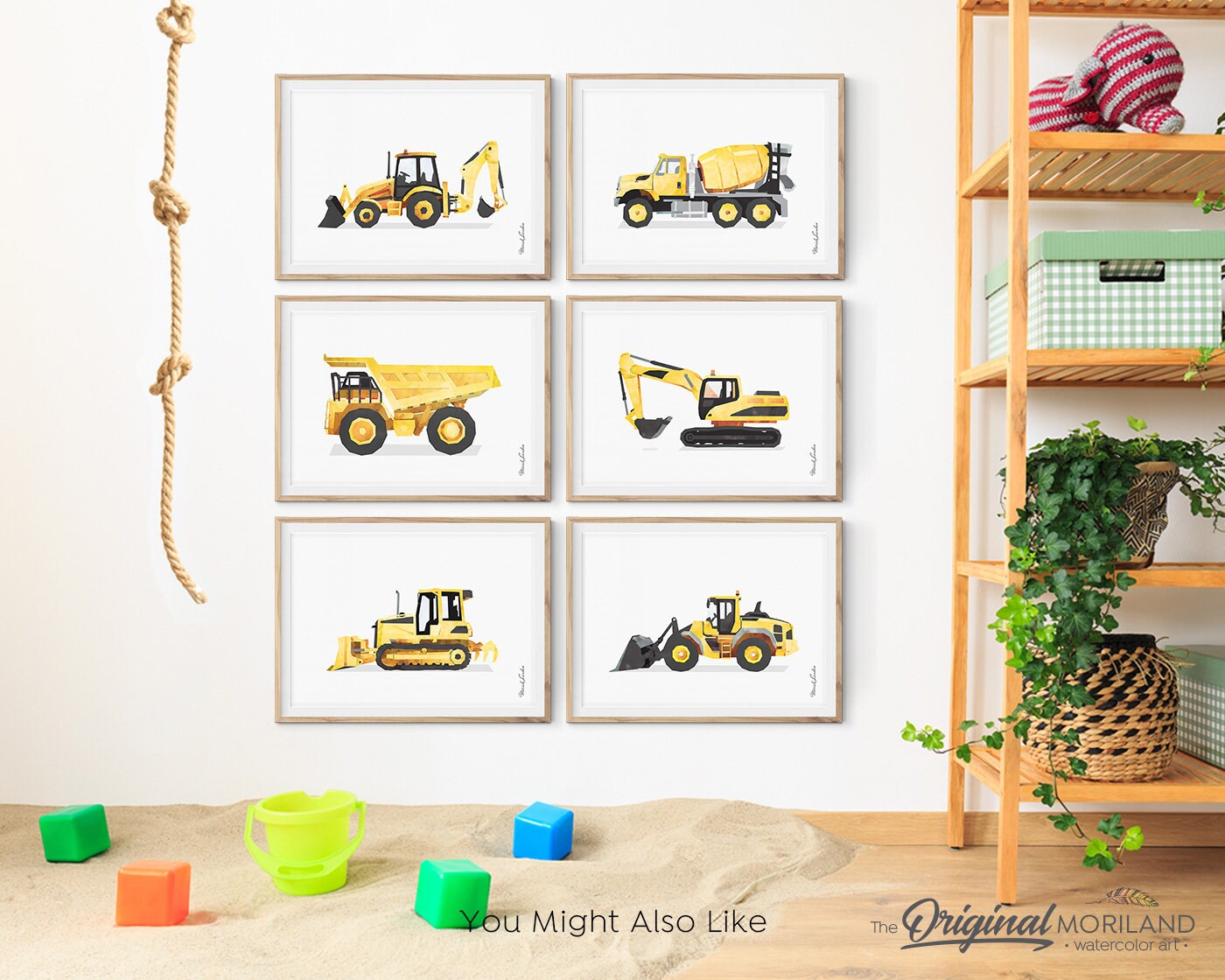 Sage Green Excavator Print, Digger Art, Construction Print, Toddler Boy Poster, Nursery Printable, Truck Print, Gifts for Kids, MORILAND®