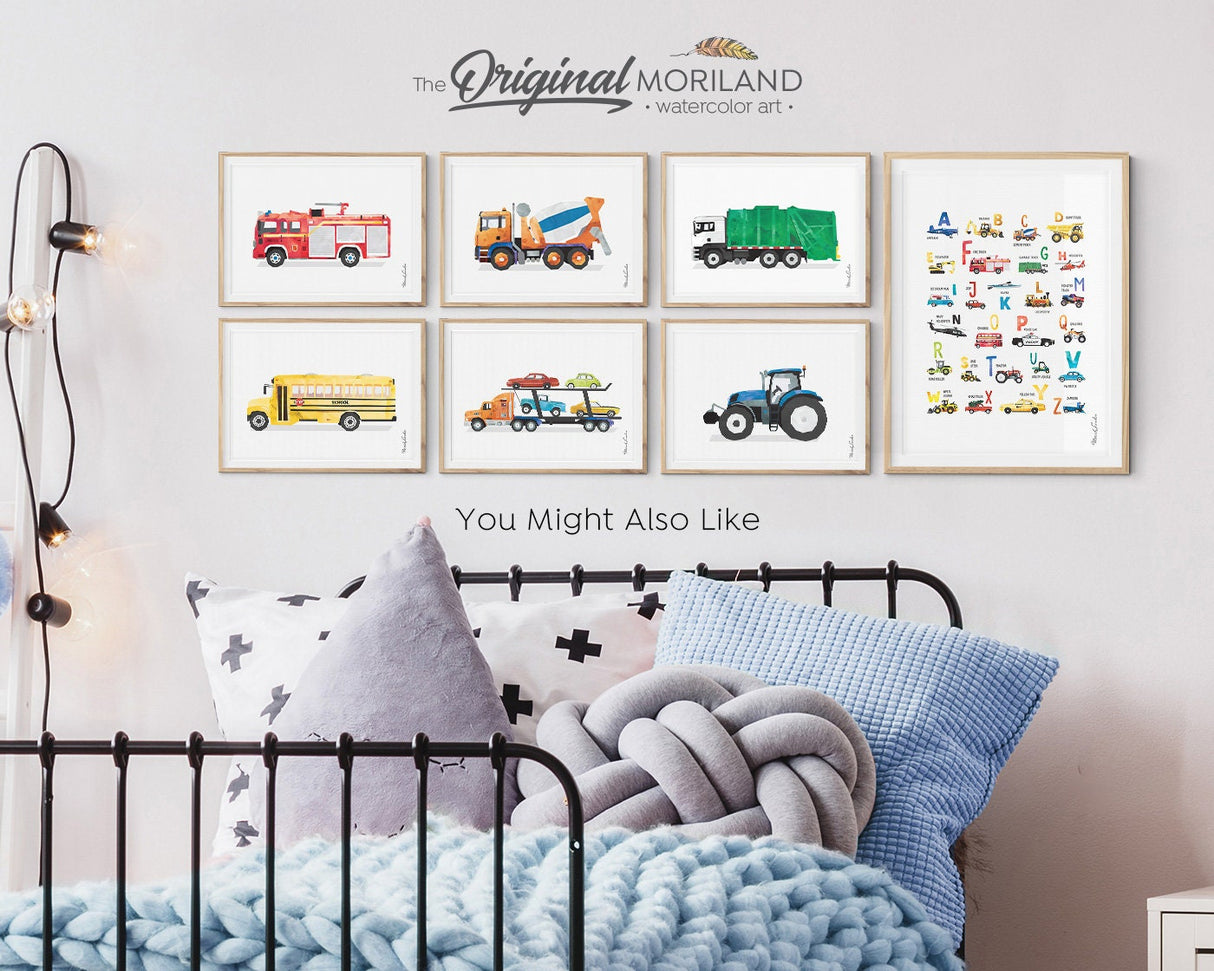 Baby Blue Old Farm Truck Print | Vertical, Pickup Truck Wall Art, Boy Nursery Decor, Car Printable Poster, Transportation Art, MORILAND®