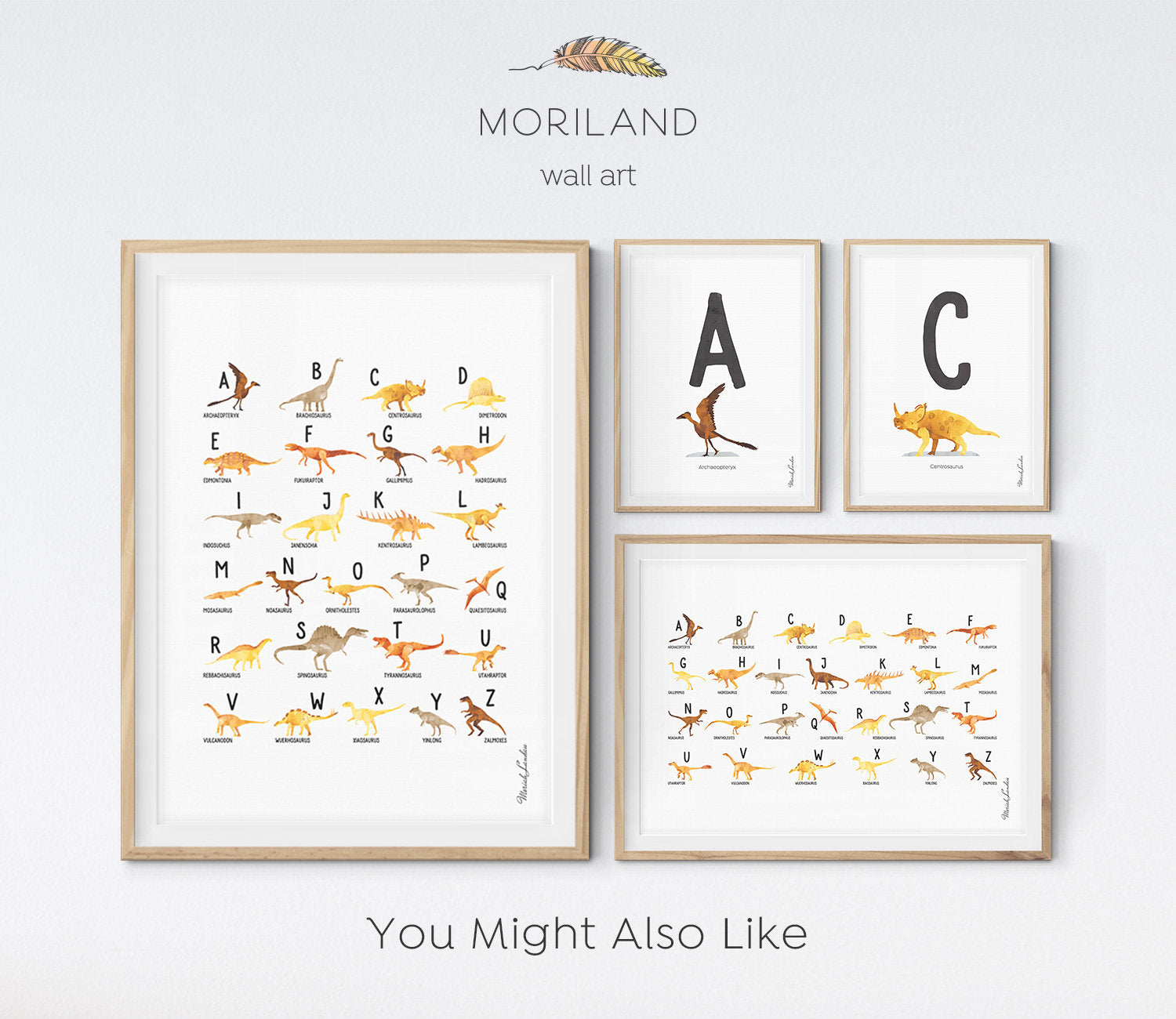 Multicolor Dinosaur Alphabet | Horizontal - Printable Art