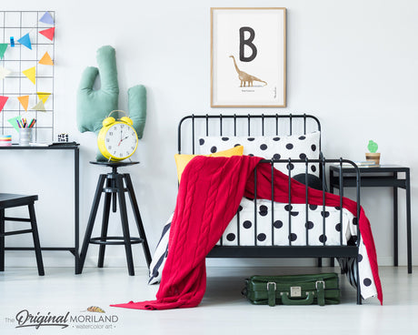 Watercolor Dinosaur Alphabet letter B wall art print for big boy room decor - by MORILAND