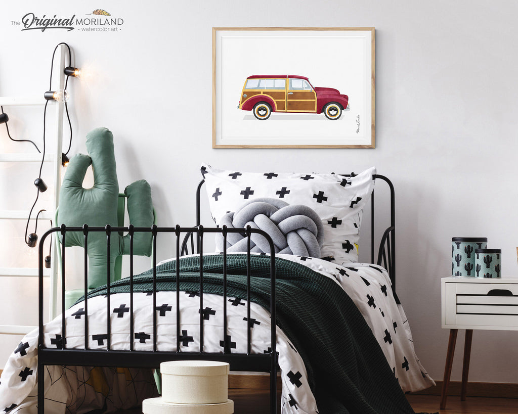 Vintage Woodie Car Print, Classic Car Print, Vehicle Wall Decor, Vehicle Wall Art, Boy Room Decor, Transportation Printable, by MORILAND Art