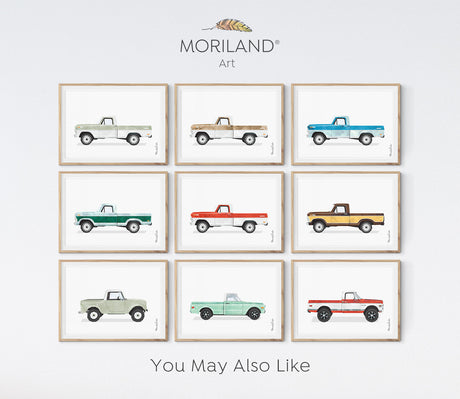 Old-Timer Green Pickup Truck Print - Printable Art