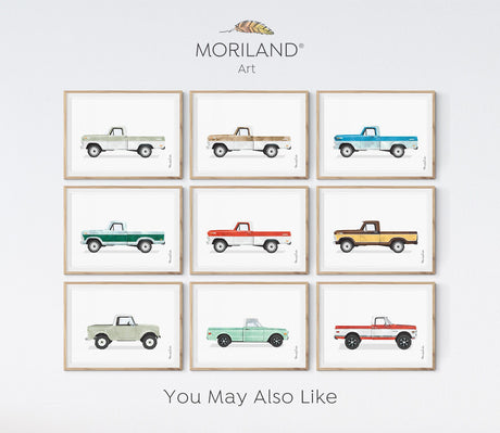 Baby Blue Old Truck Print, Pickup Truck Wall Art, Car Print, Truck Nursery Prints, Car Printable Poster, Toddler, Nursery Decor, MORILAND